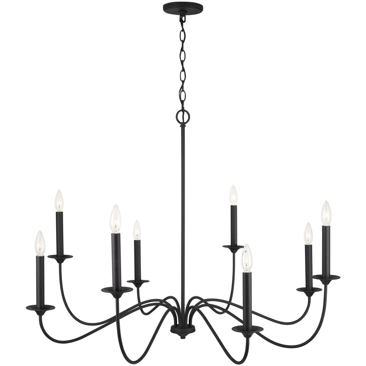 Vincent 8 Light 40 inch Black Iron Chandelier Ceiling Light