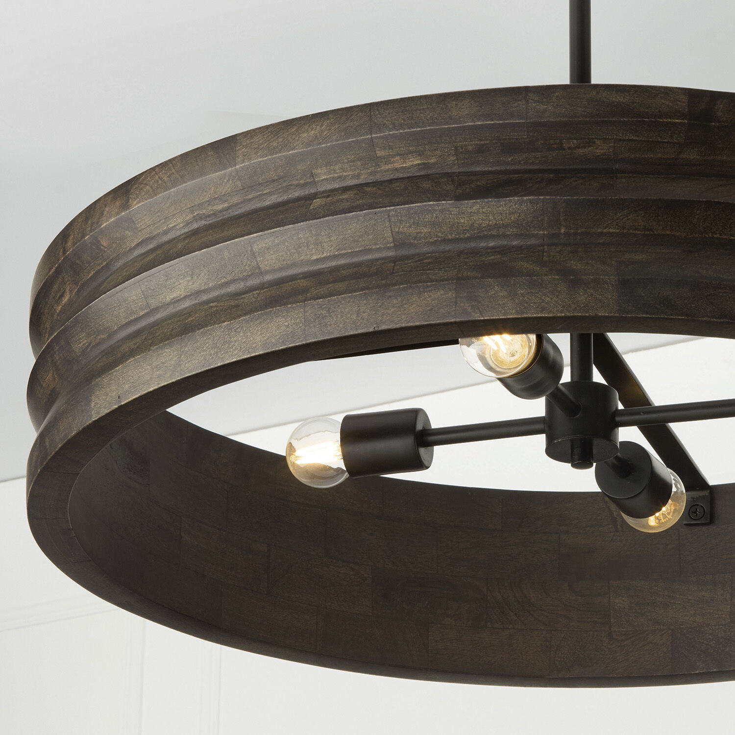 Dunn 4 Light 30 inch Espresso Stain and Black Chandelier Ceiling Light