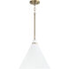 Bradley 1 Light 15 inch Aged Brass and White Pendant Ceiling Light
