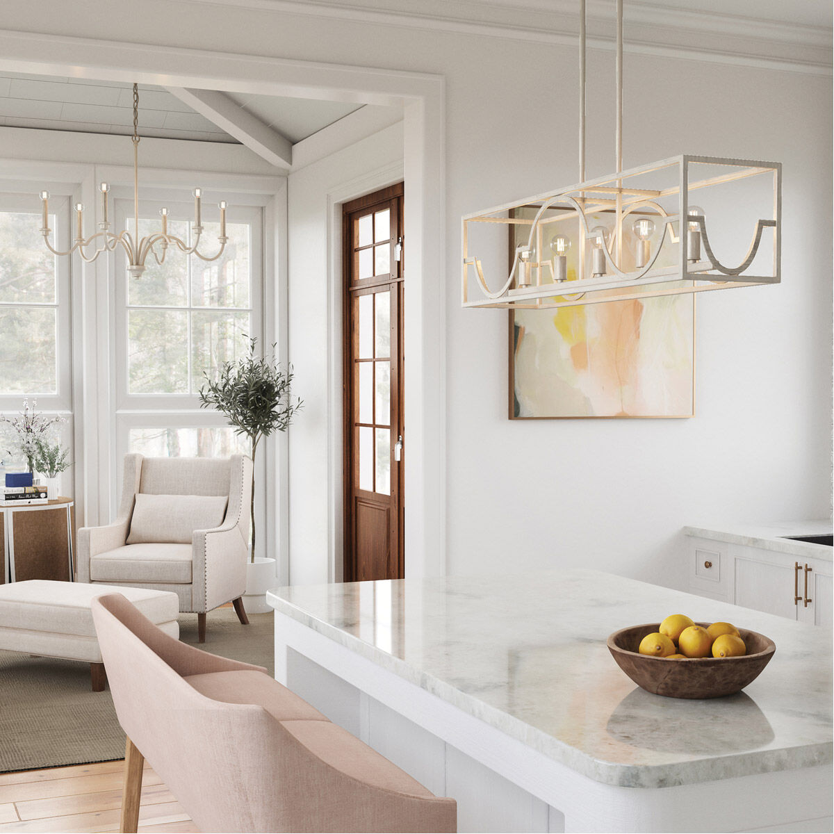 Demi 6 Light 32 inch Winter White Chandelier Ceiling Light