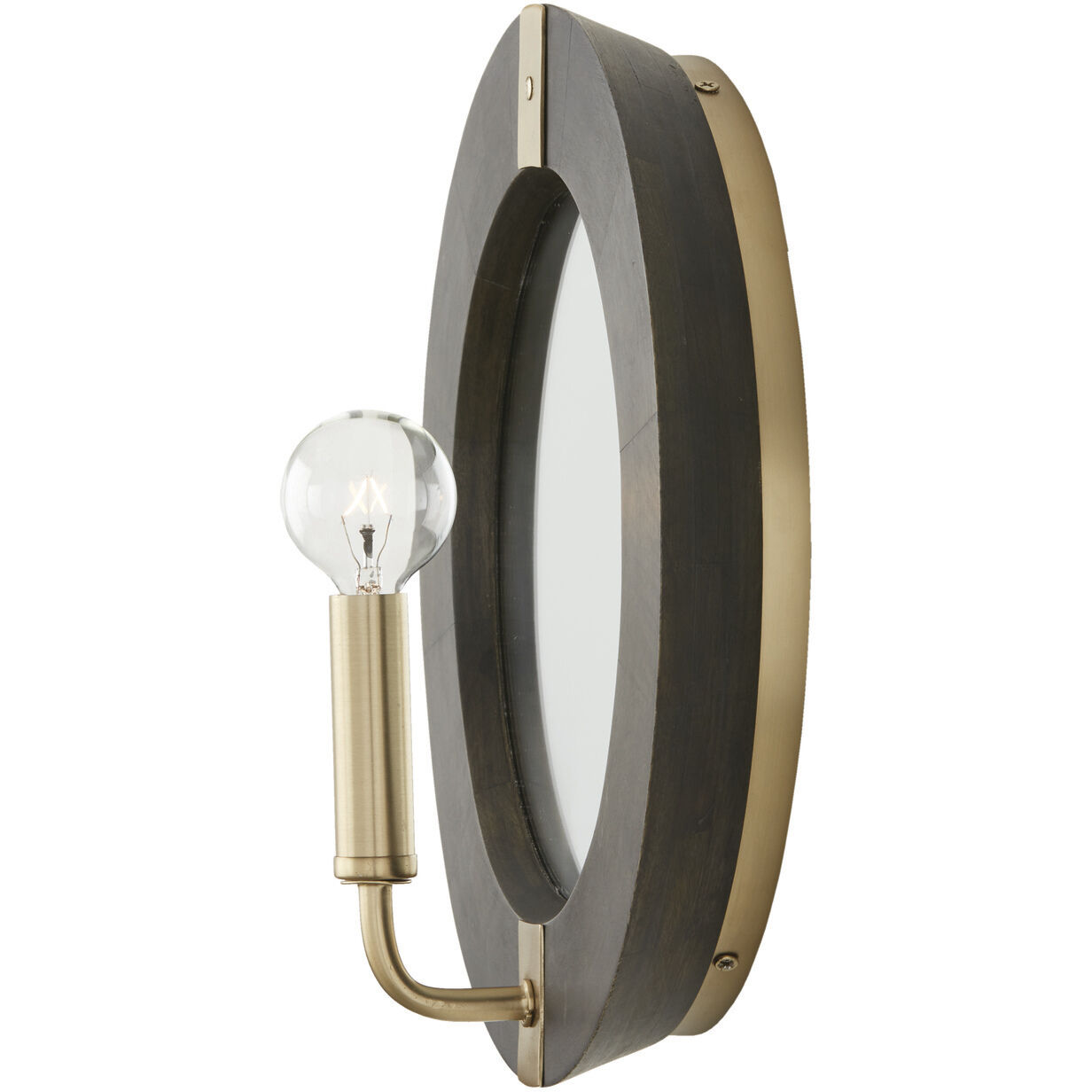 Finn 1 Light 12 inch Black Stain and Matte Brass Sconce Wall Light