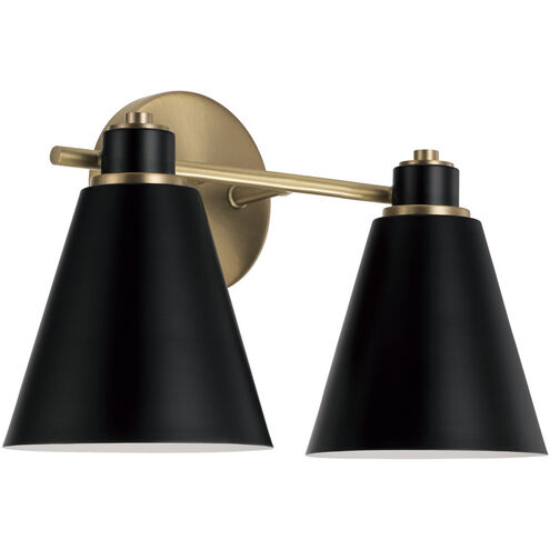 Bradley 2 Light 15 inch Aged Brass and Black Vanity Light Wall Light