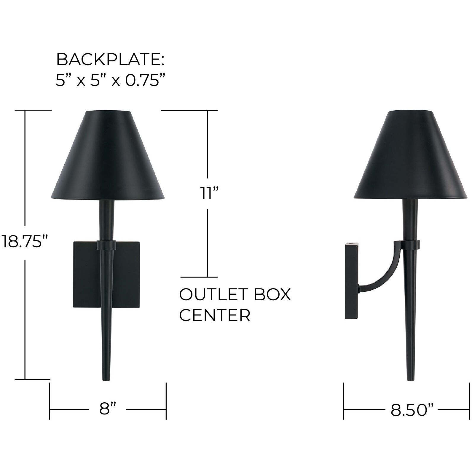 Holden 1 Light 8 inch Matte Black Sconce Wall Light