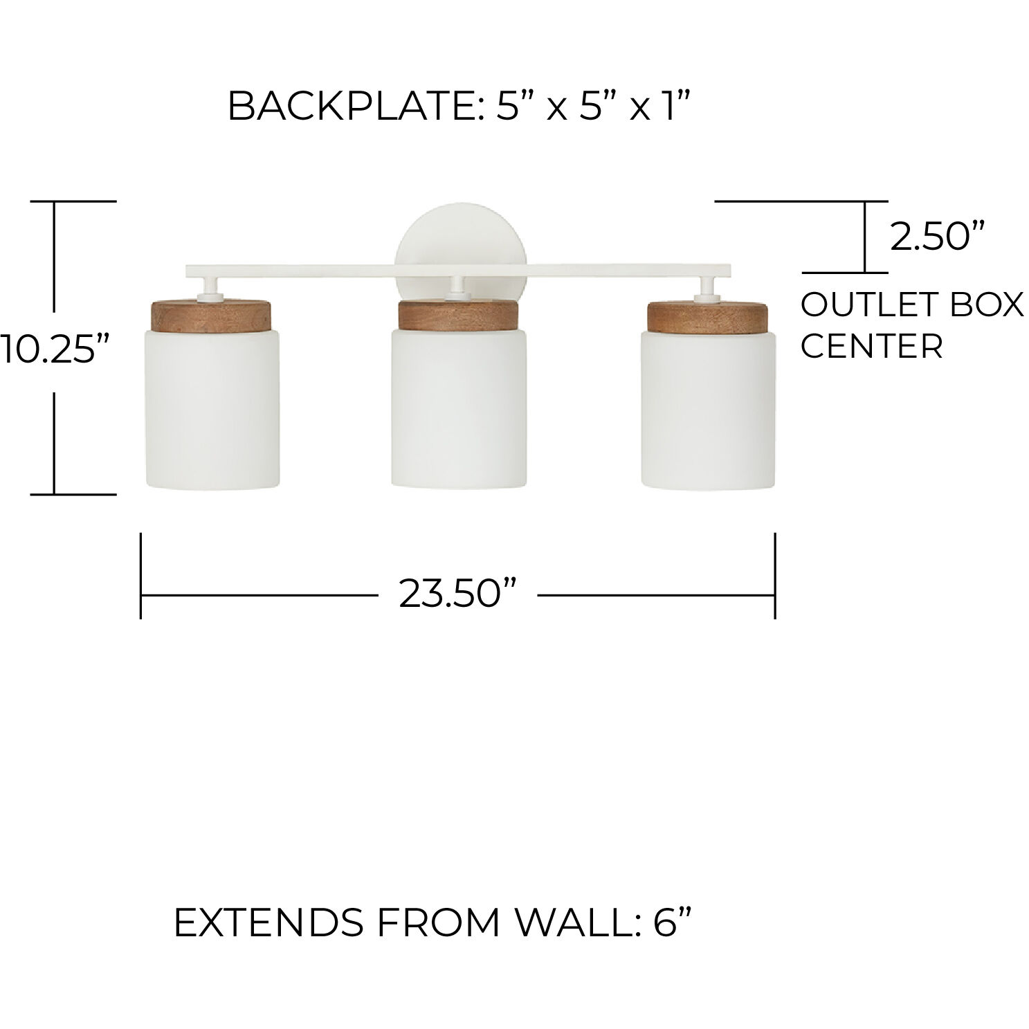 Liam 3 Light 23.5 inch Light Wood and White Vanity Light Wall Light