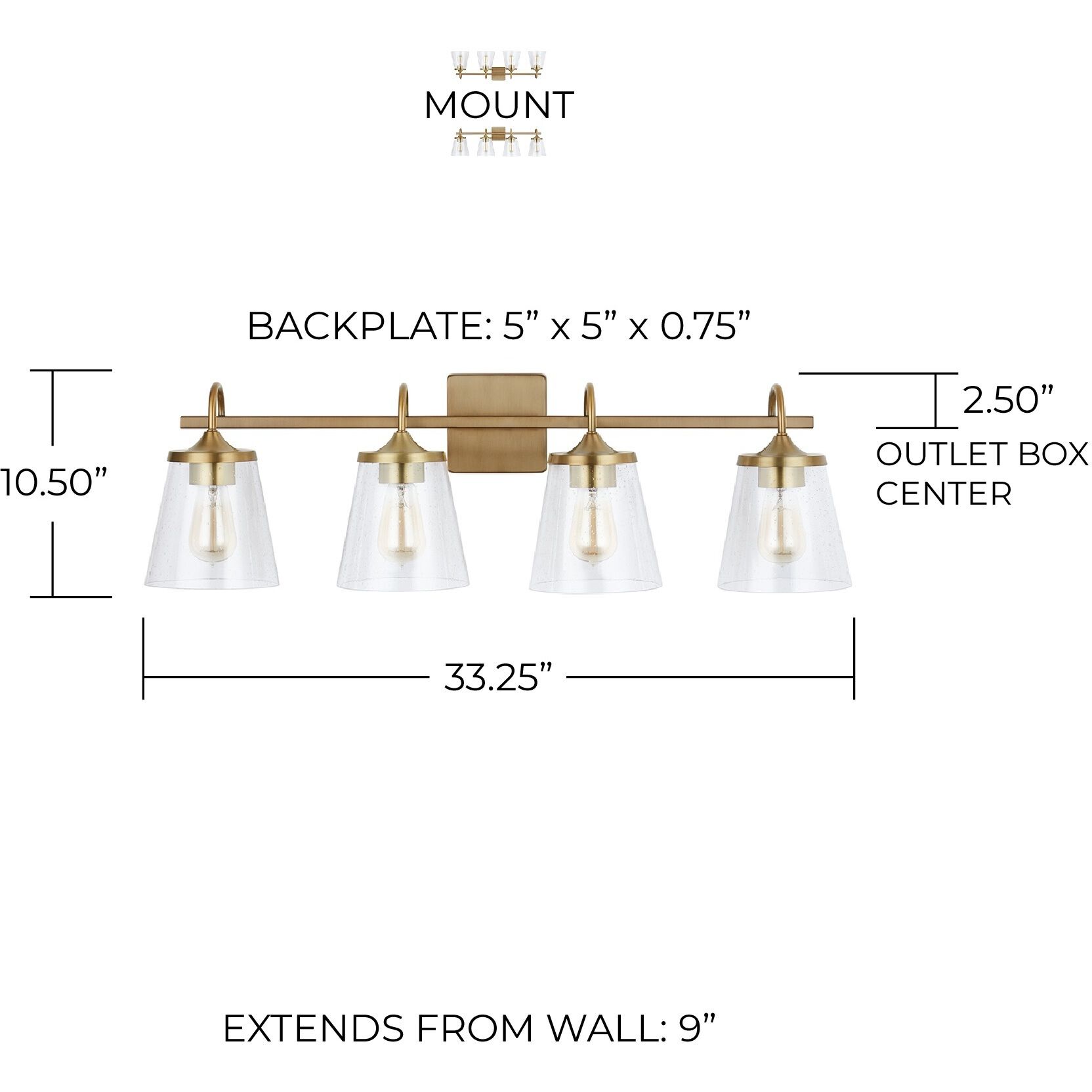 Jayne 4 Light 33.25 inch Aged Brass Vanity Light Wall Light