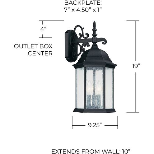 Main Street 3 Light 19 inch Black Outdoor Wall Lantern