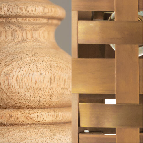 Juniper 1 Light 13.75 inch Light Wood and Patinaed Brass Pendant Ceiling Light
