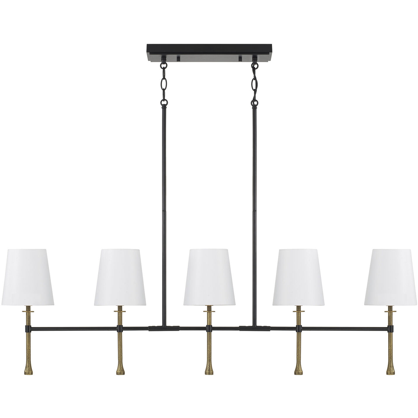 Hollis 5 Light 48 inch Matte Black with Hammered Gold Island Light Ceiling Light