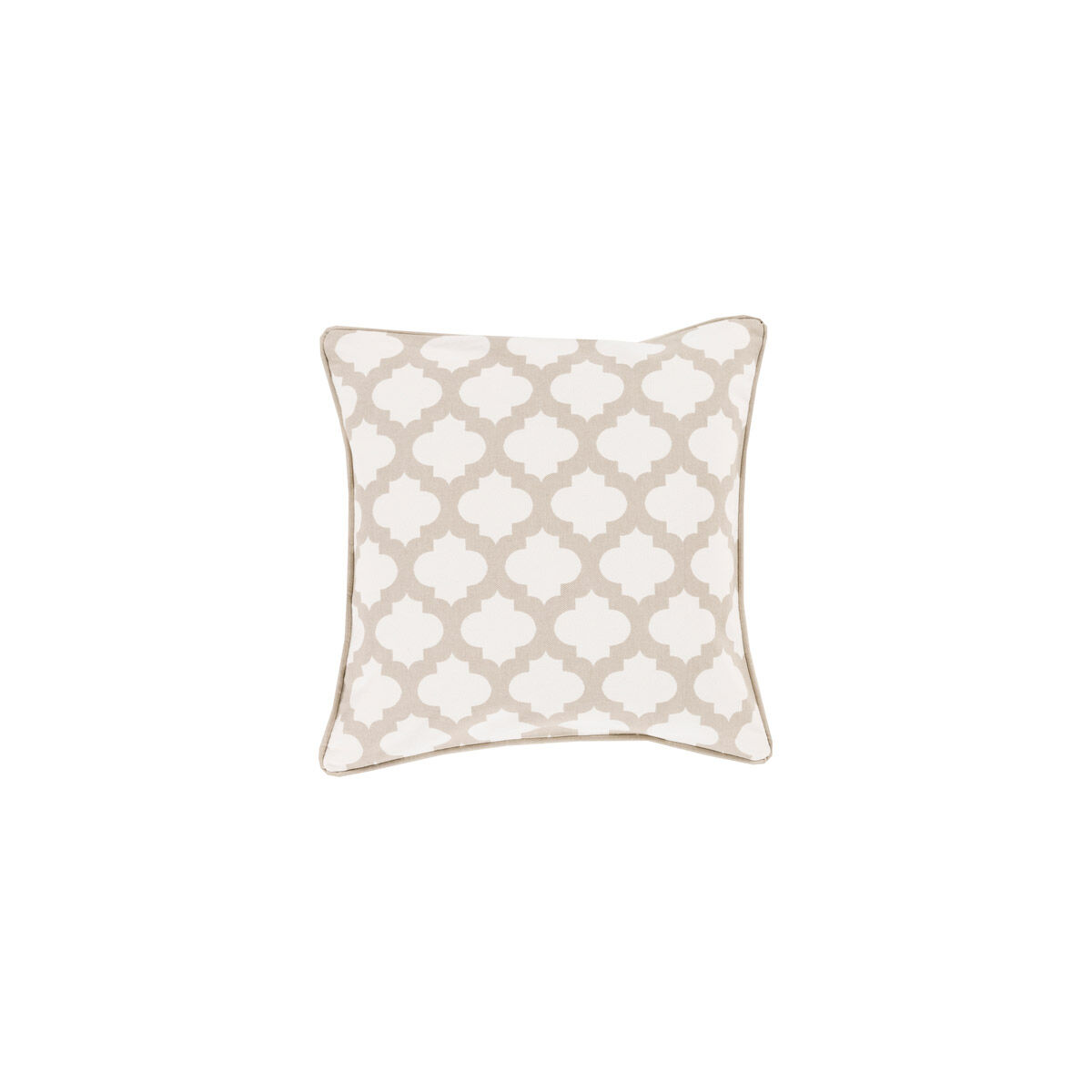 Moroccan Printed Lattice 20 X 20 inch White and Taupe Throw Pillow