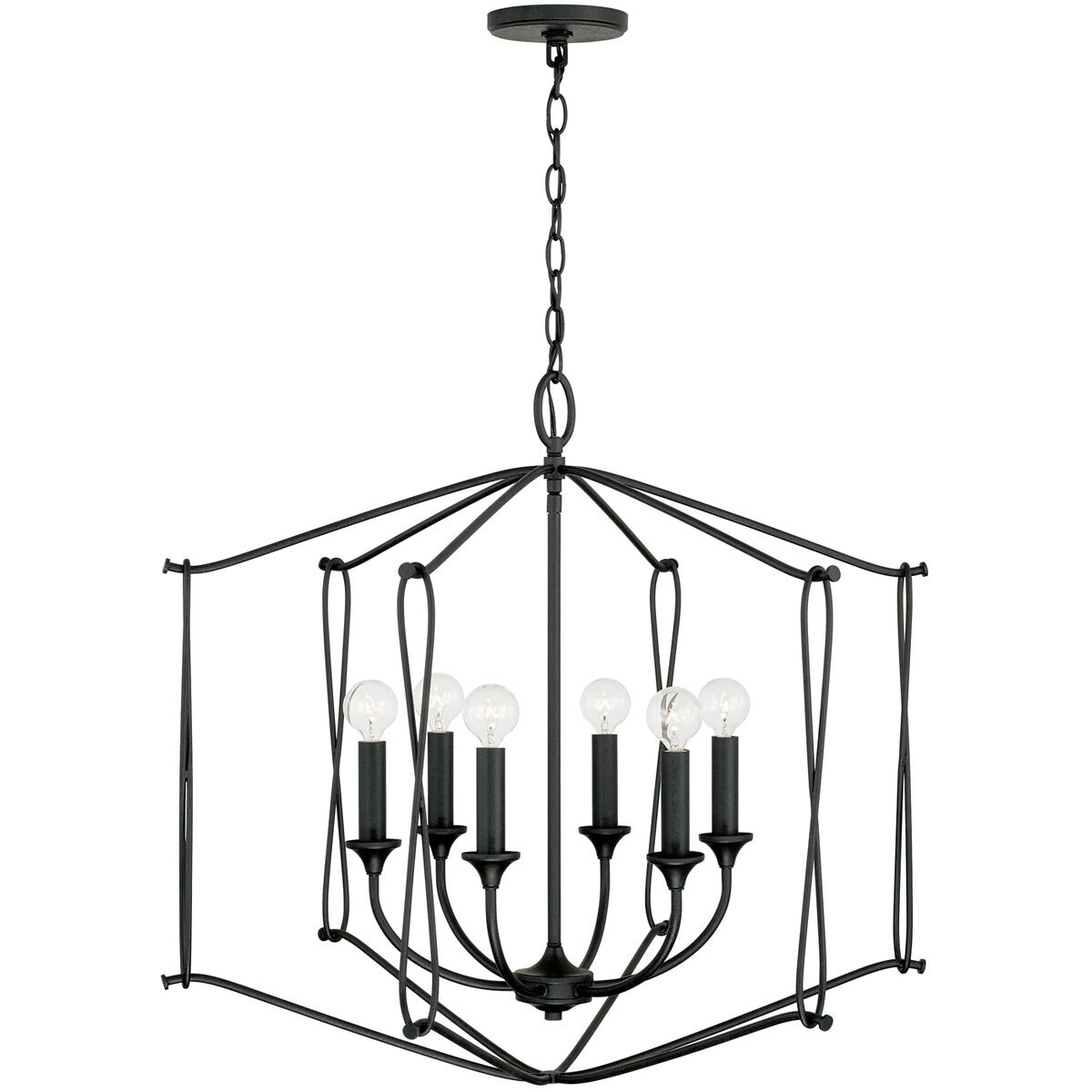 Bentley 6 Light 28 inch Black Iron Foyer Light Ceiling Light