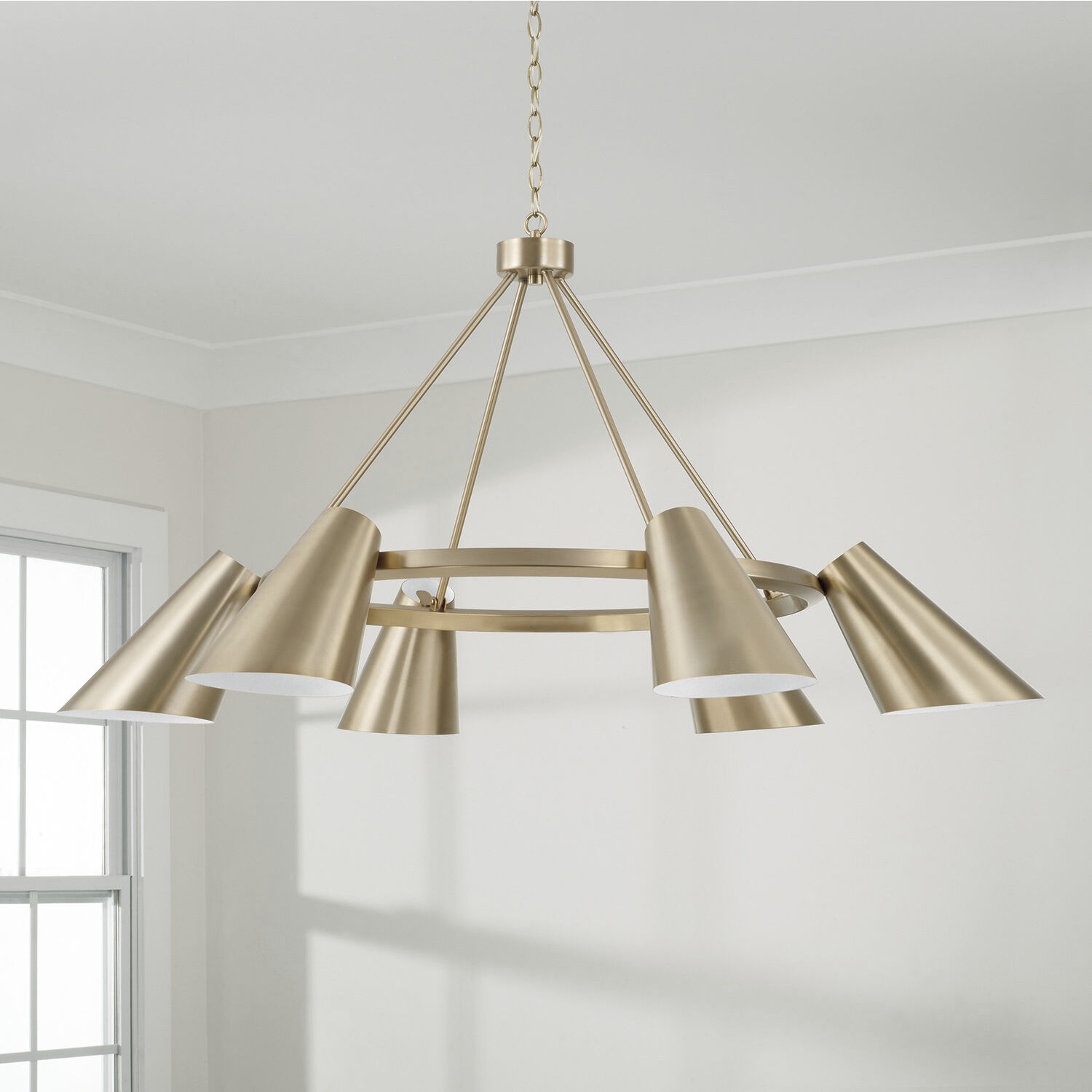 Leo 6 Light 48 inch Matte Brass Chandelier Ceiling Light