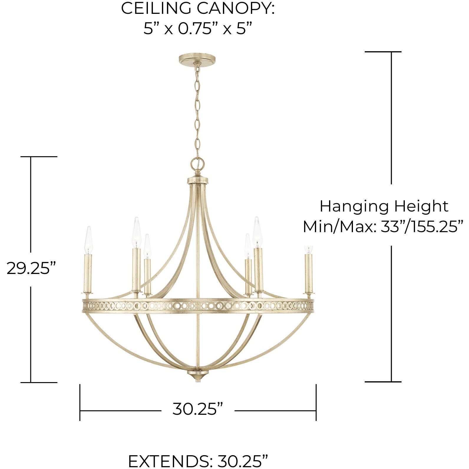 Isabella 6 Light 30 inch Winter Gold Chandelier Ceiling Light