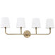 Dawson 4 Light 35 inch Aged Brass Vanity Light Wall Light