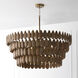 Ravi 6 Light 36.5 inch Light Wood and Patinaed Brass Pendant Ceiling Light