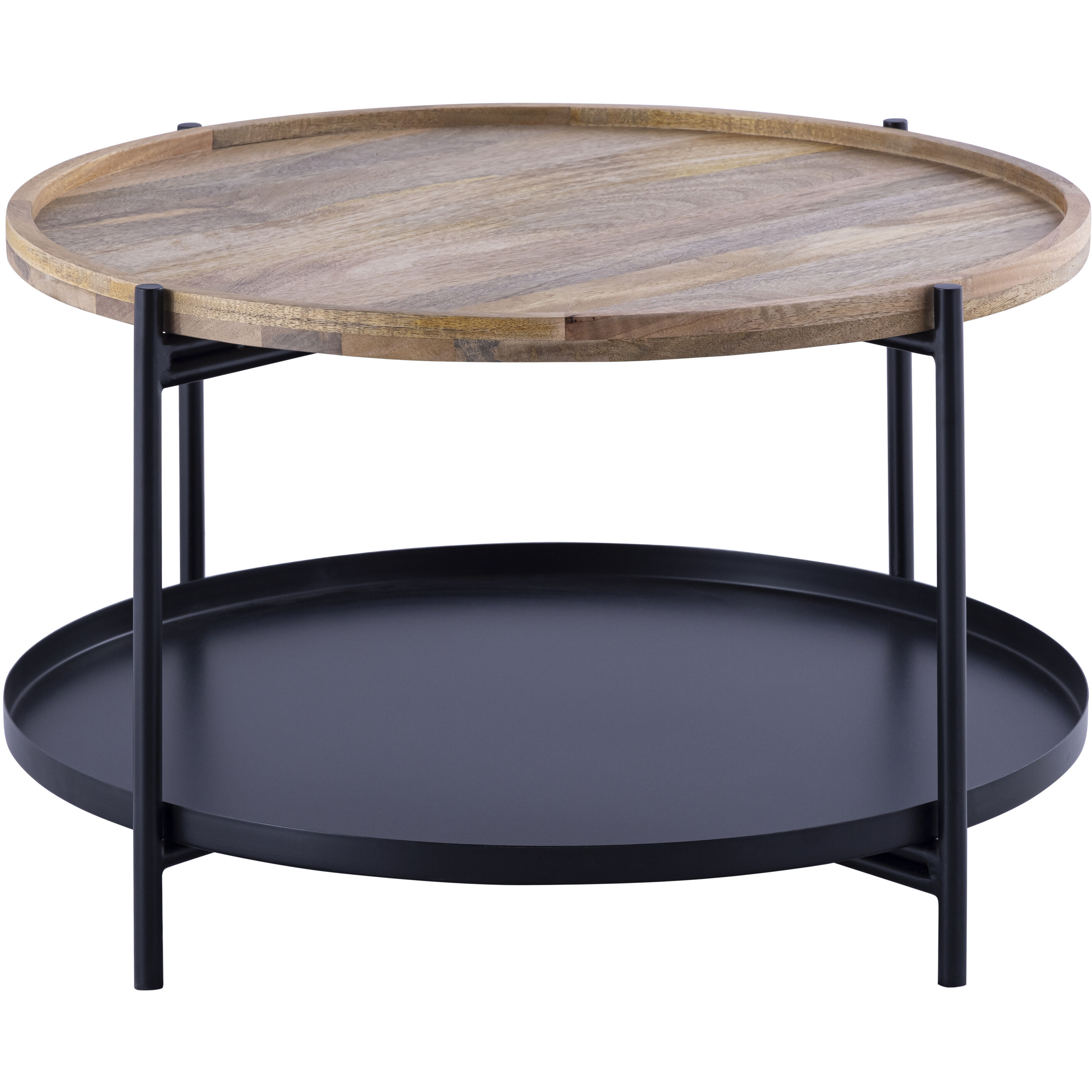 Calin 31.5 X 31.5 inch Black with Natural Wood Coffee Table