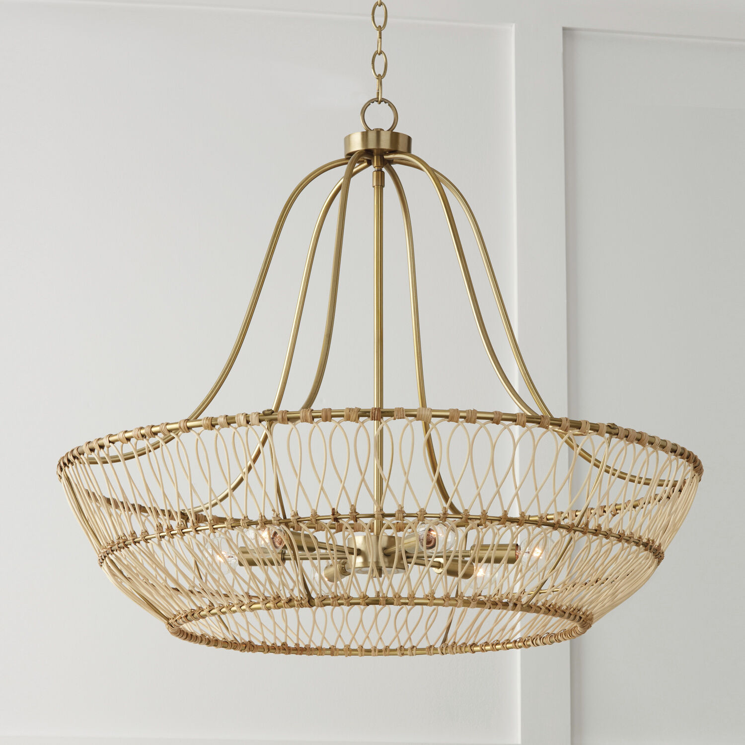 Wren 6 Light 32 inch Matte Brass Chandelier Ceiling Light