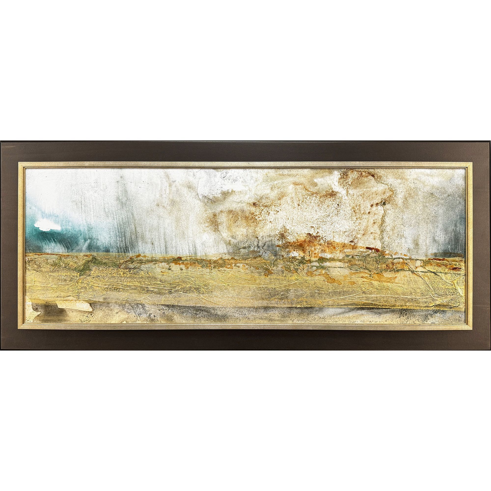 Ink Impressions Brown and Beige and Metallic and Turquoise Wall Sculpture, The Studio