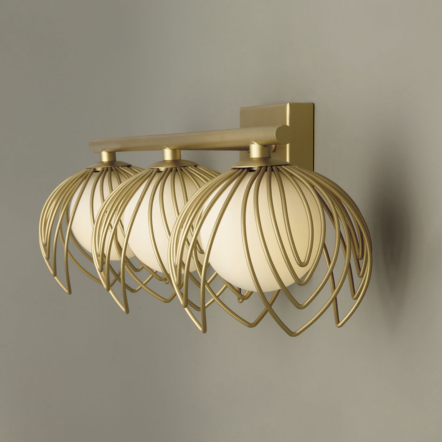 Flora 3 Light 22.75 inch Buffed Gold Vanity Light Wall Light