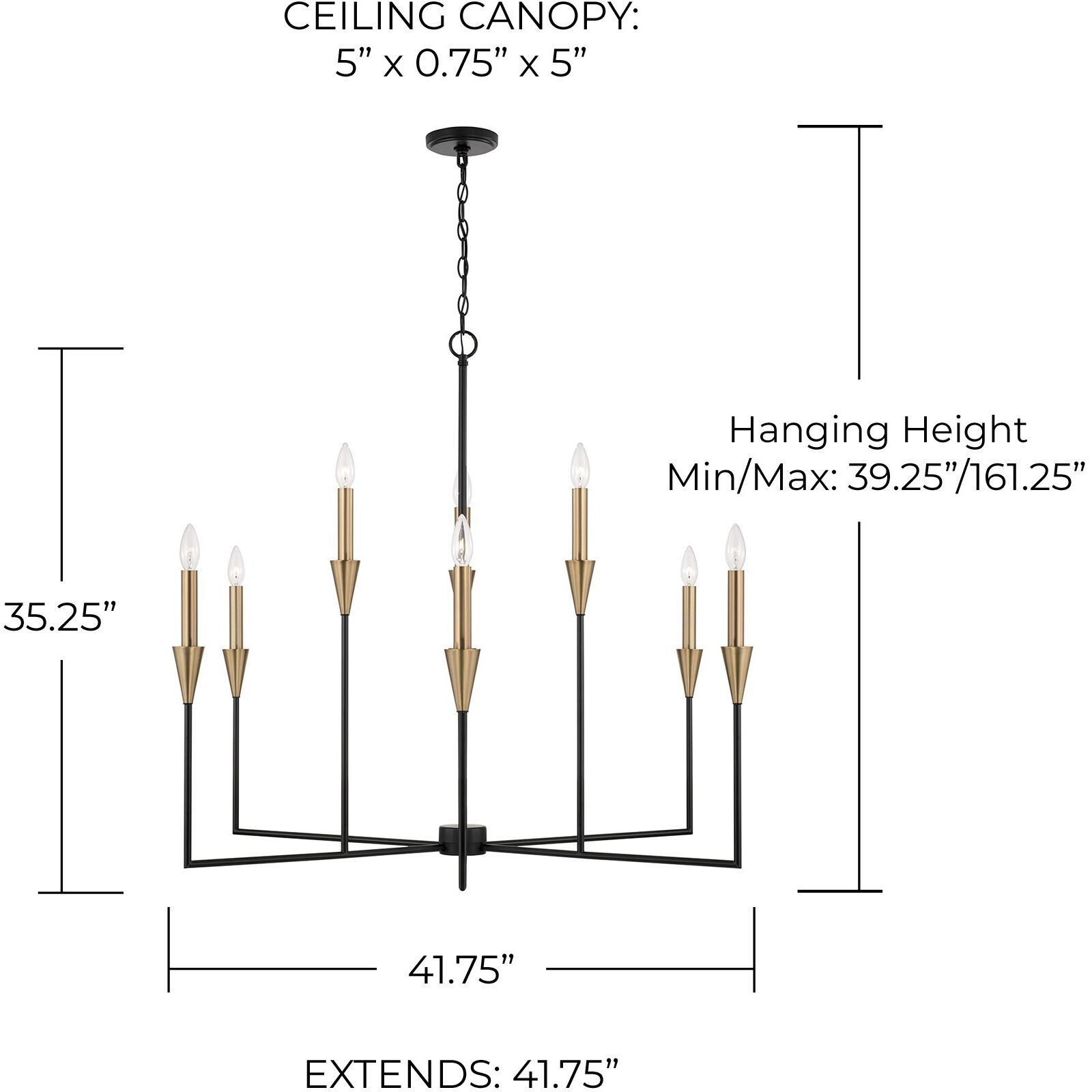 Avant 9 Light 41.75 inch Aged Brass and Black Chandelier Ceiling Light