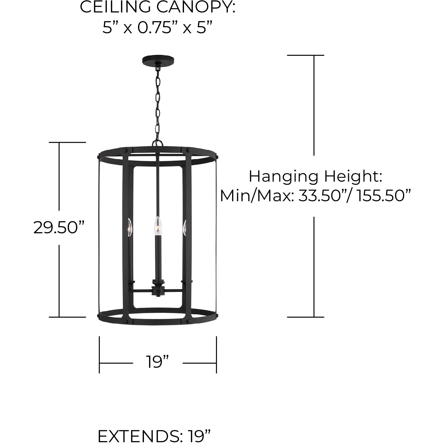 Brennen 4 Light 19 inch Black Iron Foyer Ceiling Light