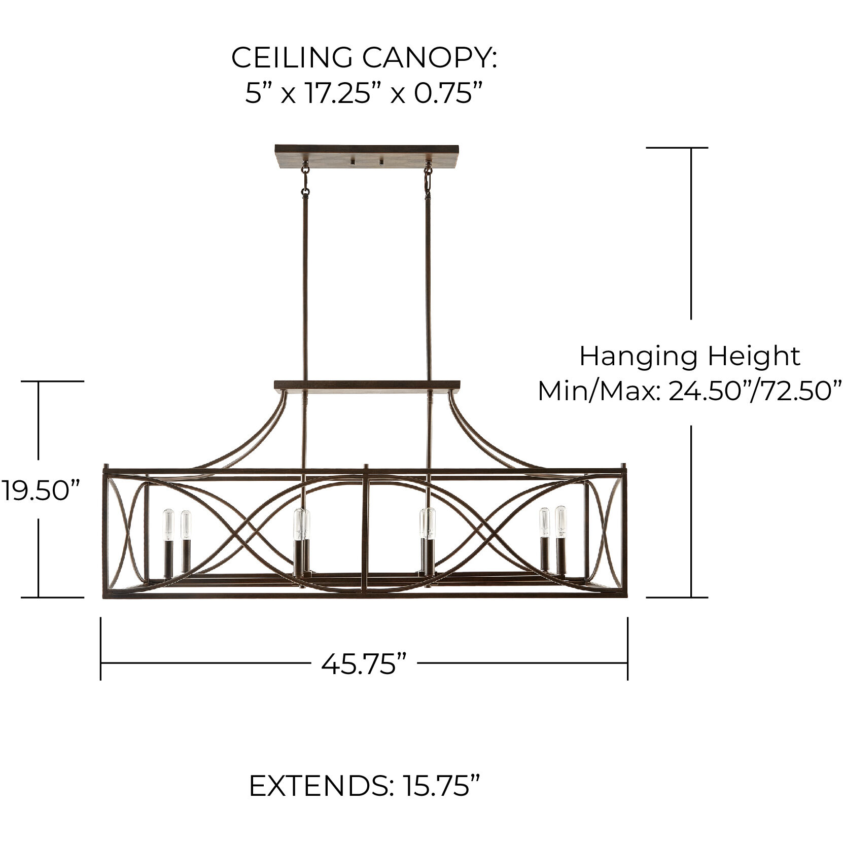 Tybee 8 Light 45.75 inch Nordic Grey Island Ceiling Light