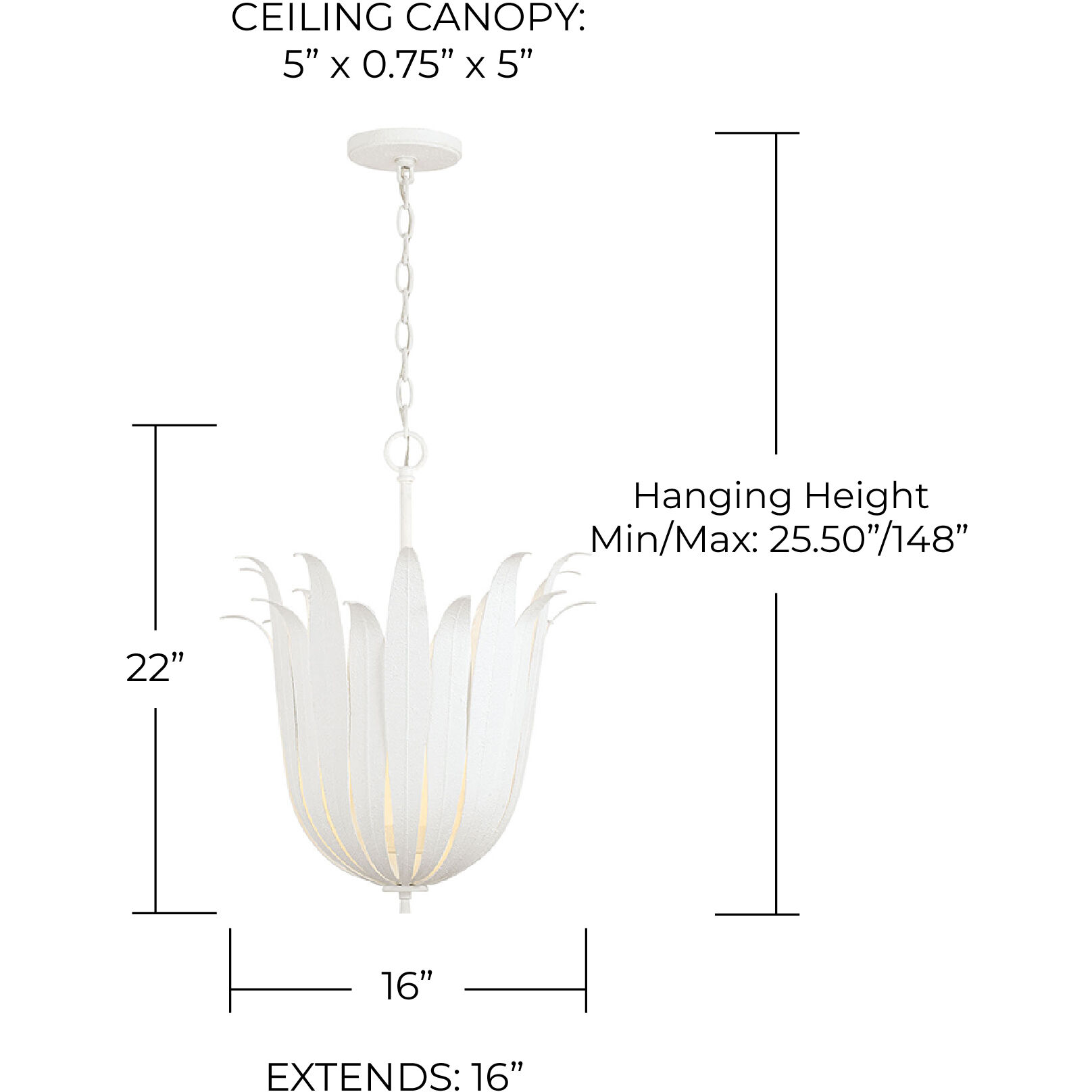 Eden 4 Light 16 inch Textured White Pendant Ceiling Light