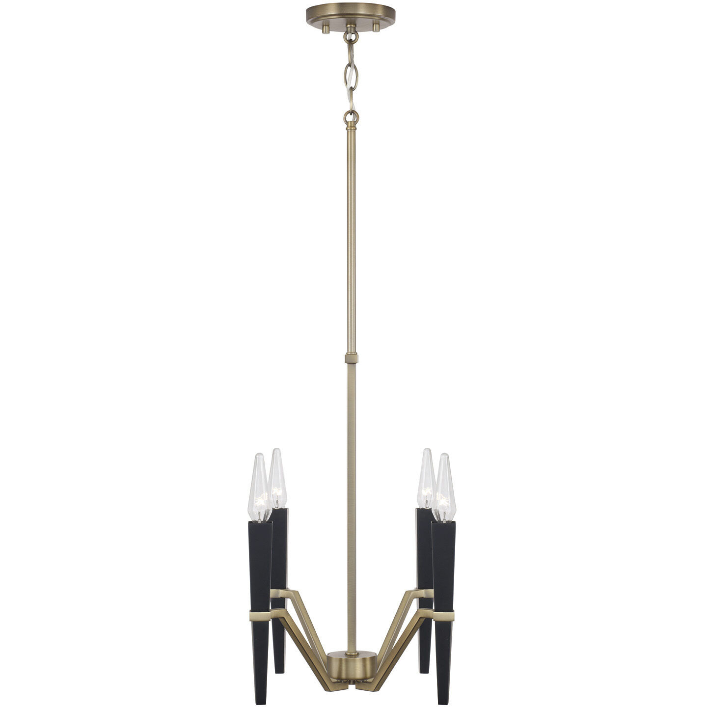 Enzo 4 Light 15.5 inch Aged Brass and Black Chandelier Ceiling Light