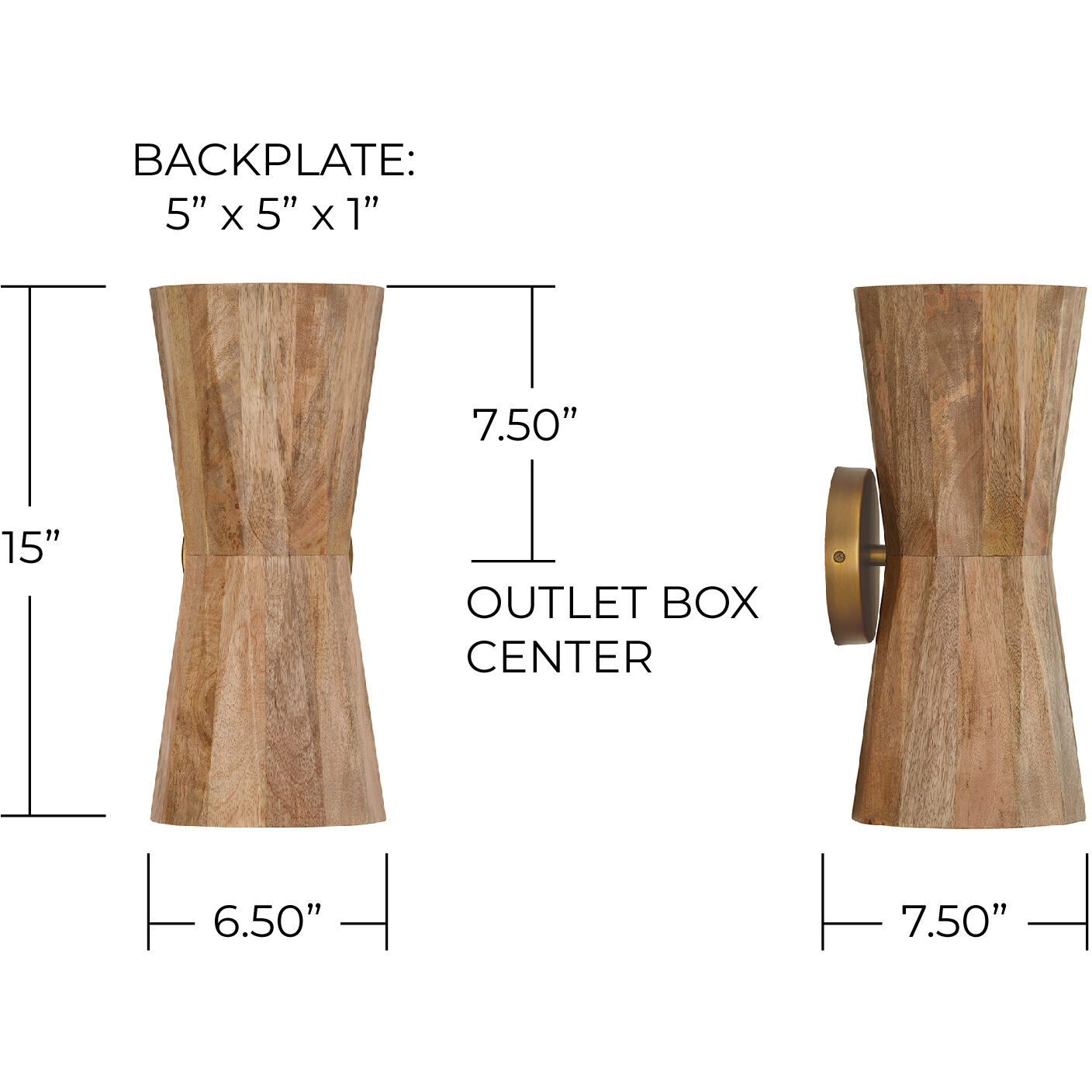 Nadeau 2 Light 6.5 inch Light Wood and Patinaed Brass Sconce Wall Light