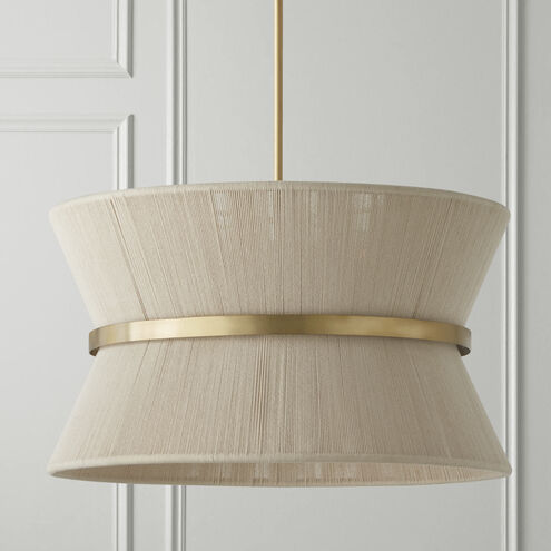Cecilia 8 Light 24 inch Bleached Natural Rope and Patinaed Brass Pendant Ceiling Light
