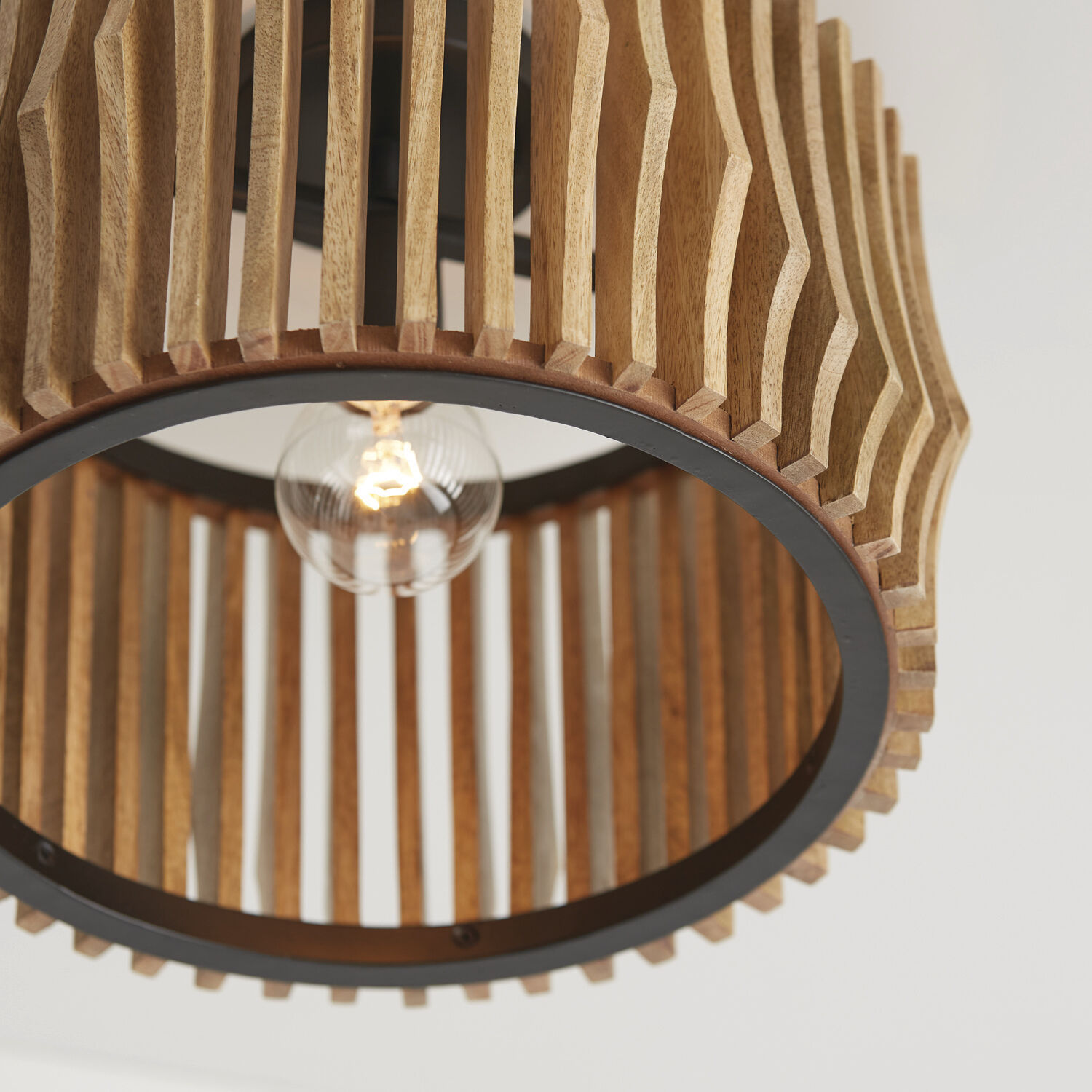 Archer 1 Light 16 inch Light Wood and Matte Black Semi-Flush Mount Ceiling Light, Convertible Dual Mount