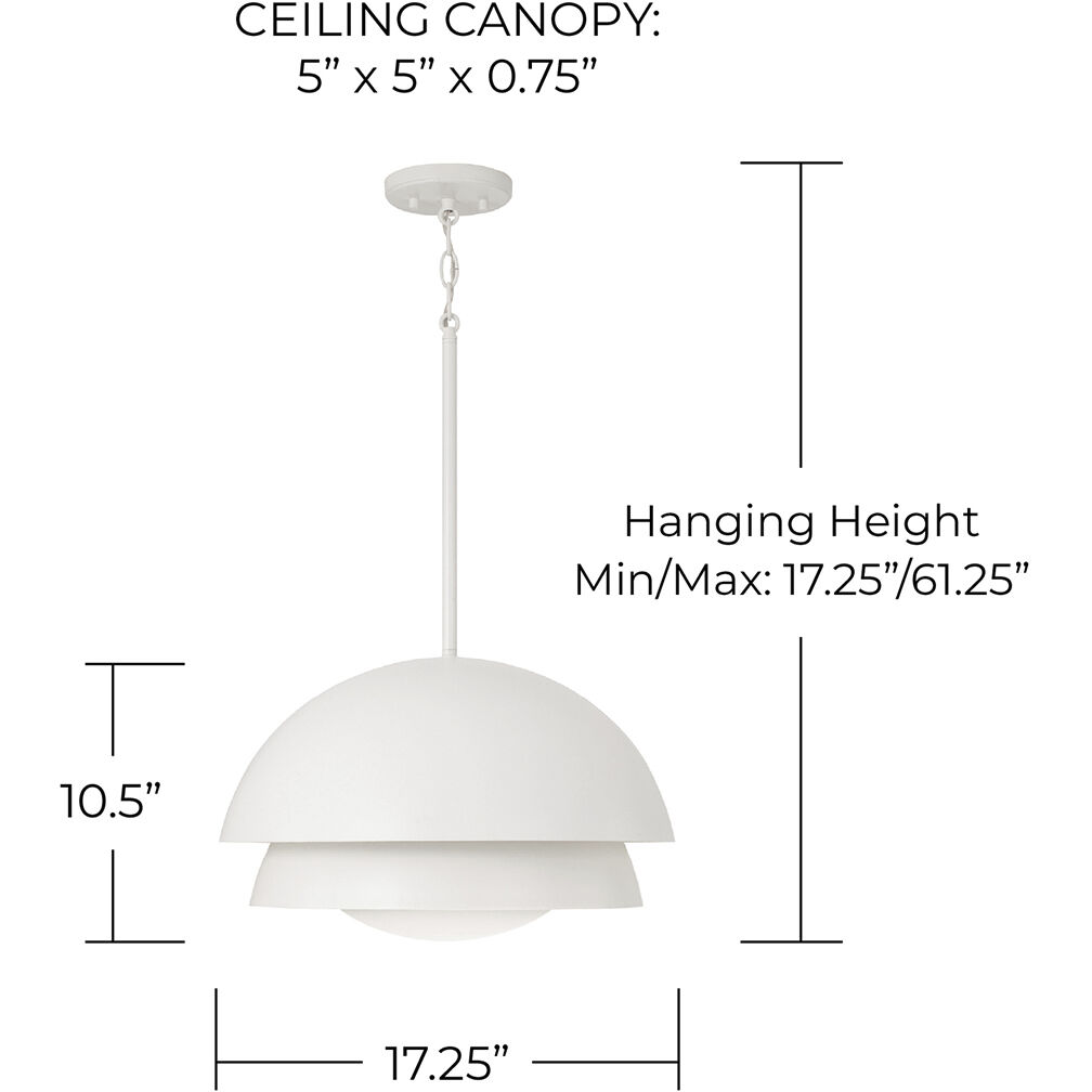 Jensen 1 Light 17.25 inch Matte White Pendant Ceiling Light