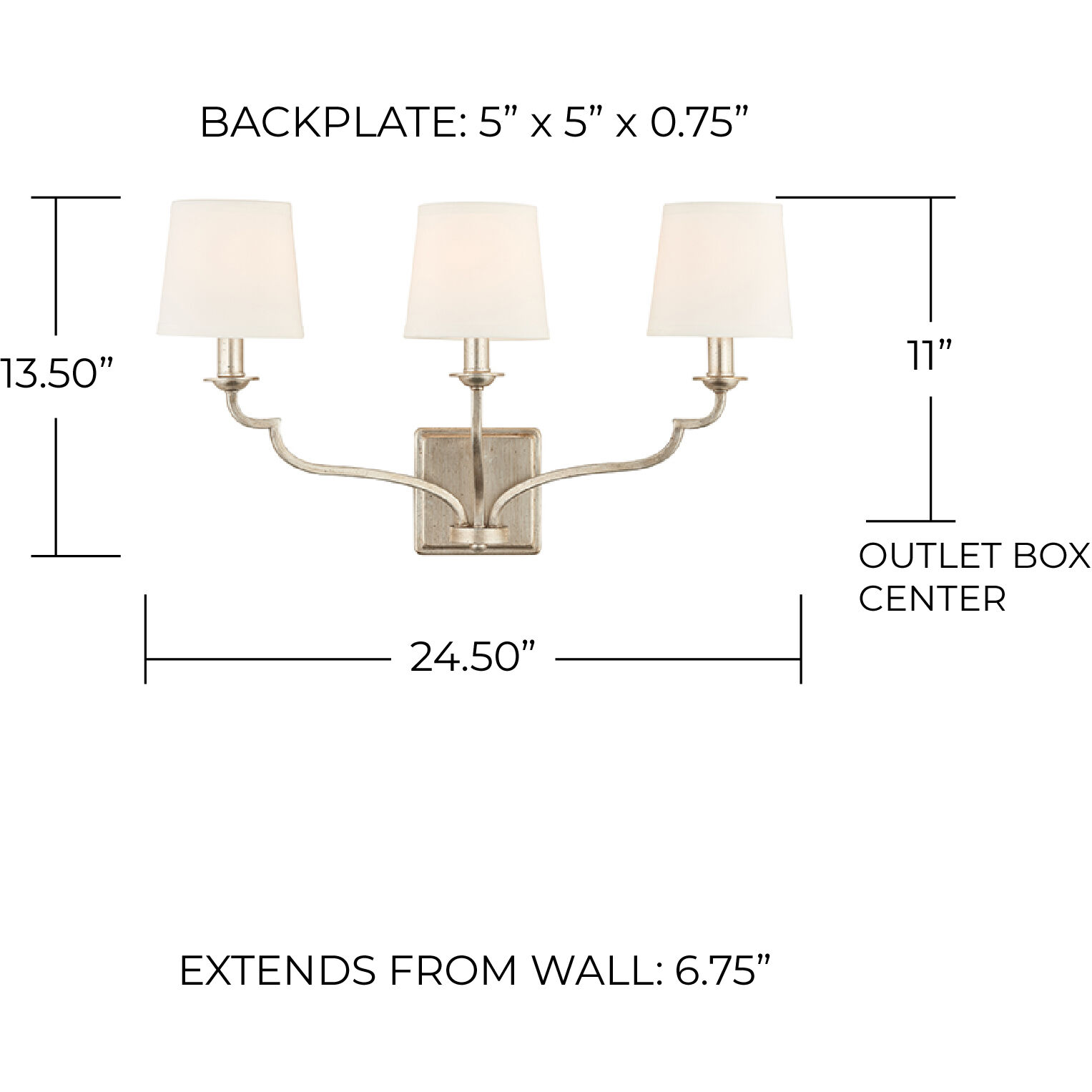 Ophelia 3 Light 25 inch Winter Gold Vanity Light Wall Light