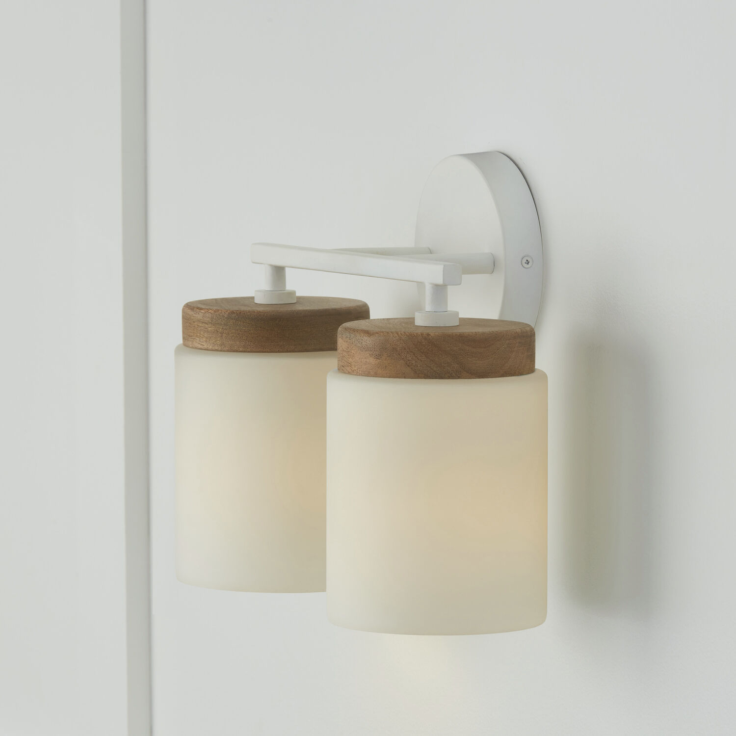 Liam 2 Light 14 inch Light Wood and White Vanity Light Wall Light