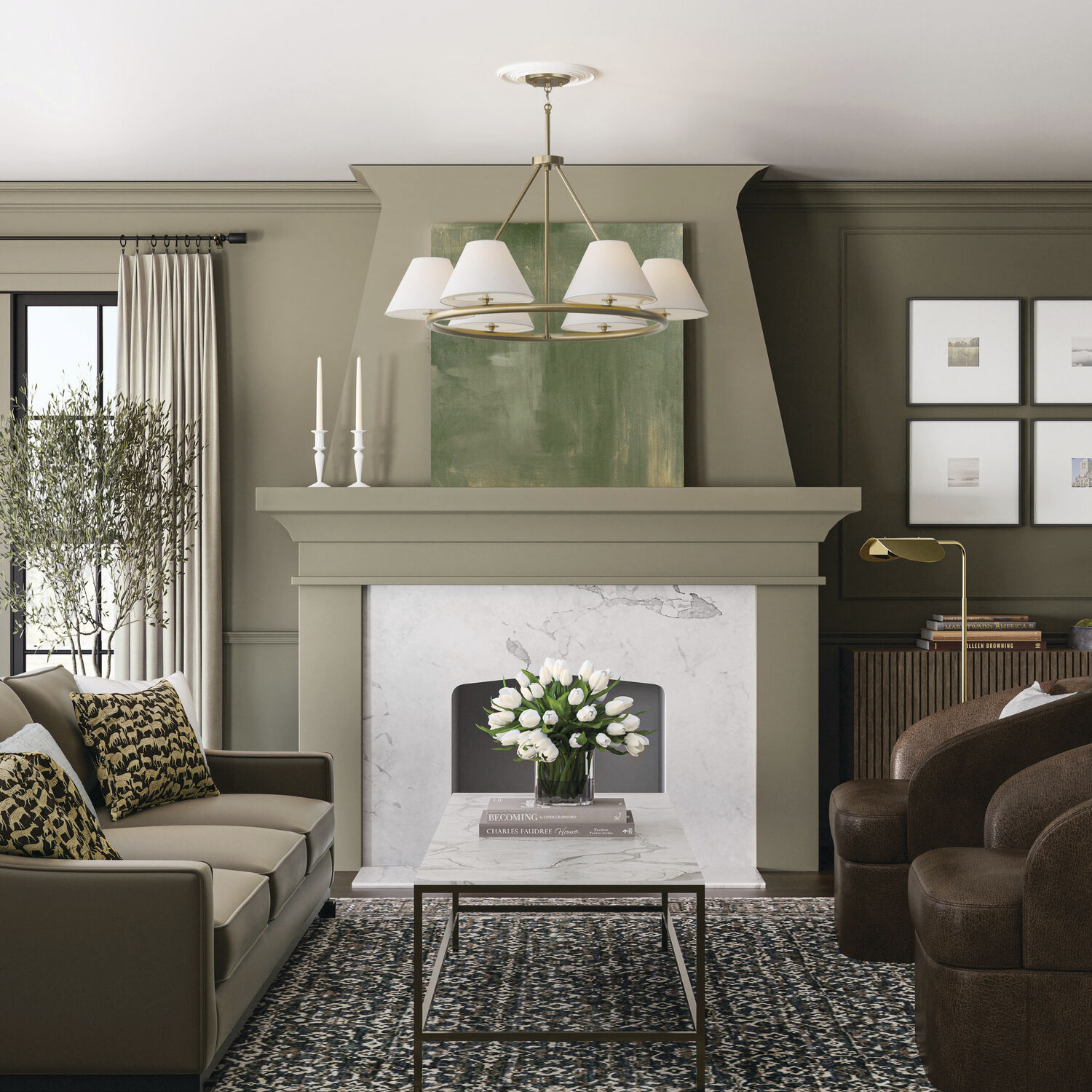 Parson 6 Light 35 inch Matte Brass Chandelier Ceiling Light