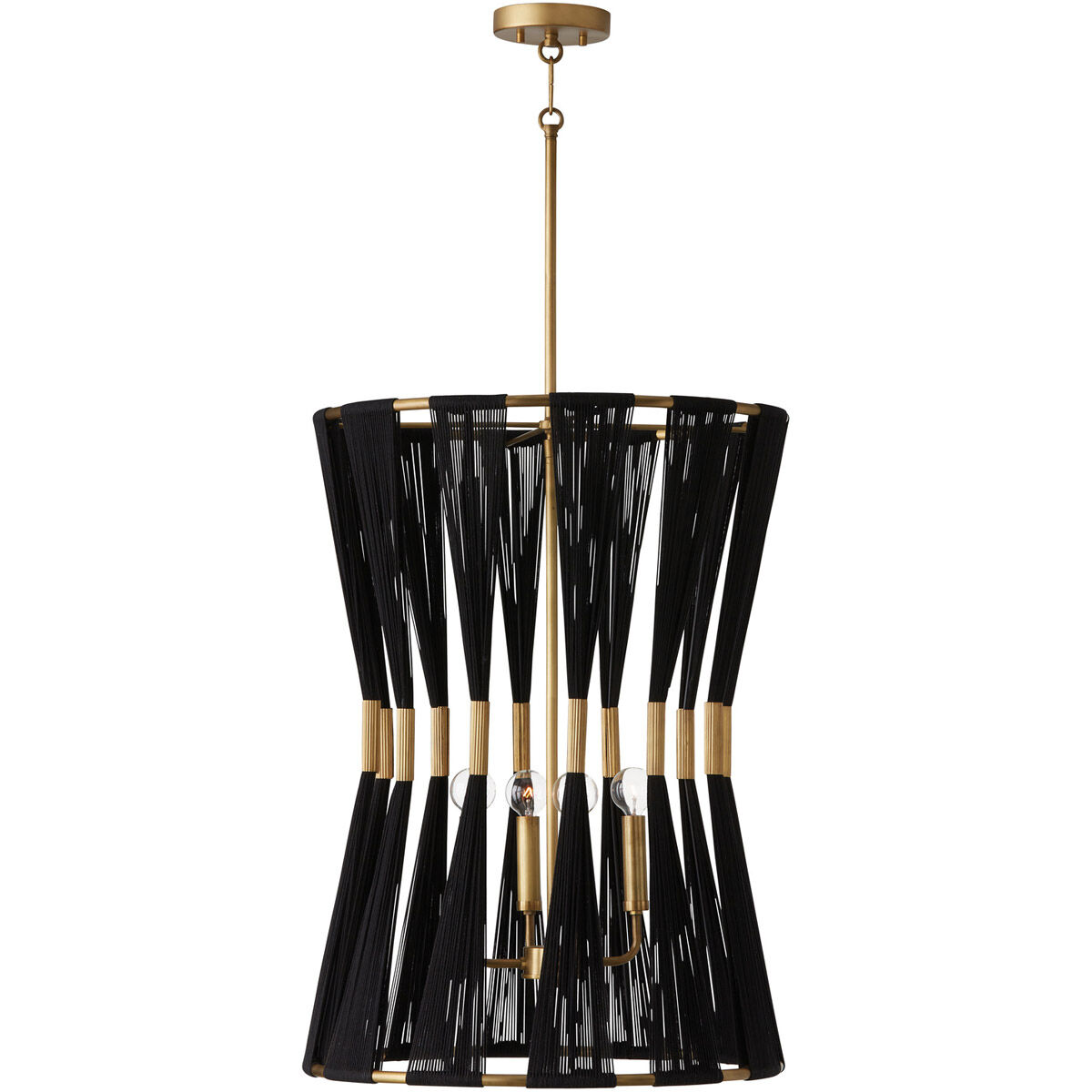 Bianca 4 Light 20 inch Black Rope and Patinaed Brass Foyer Light Ceiling Light