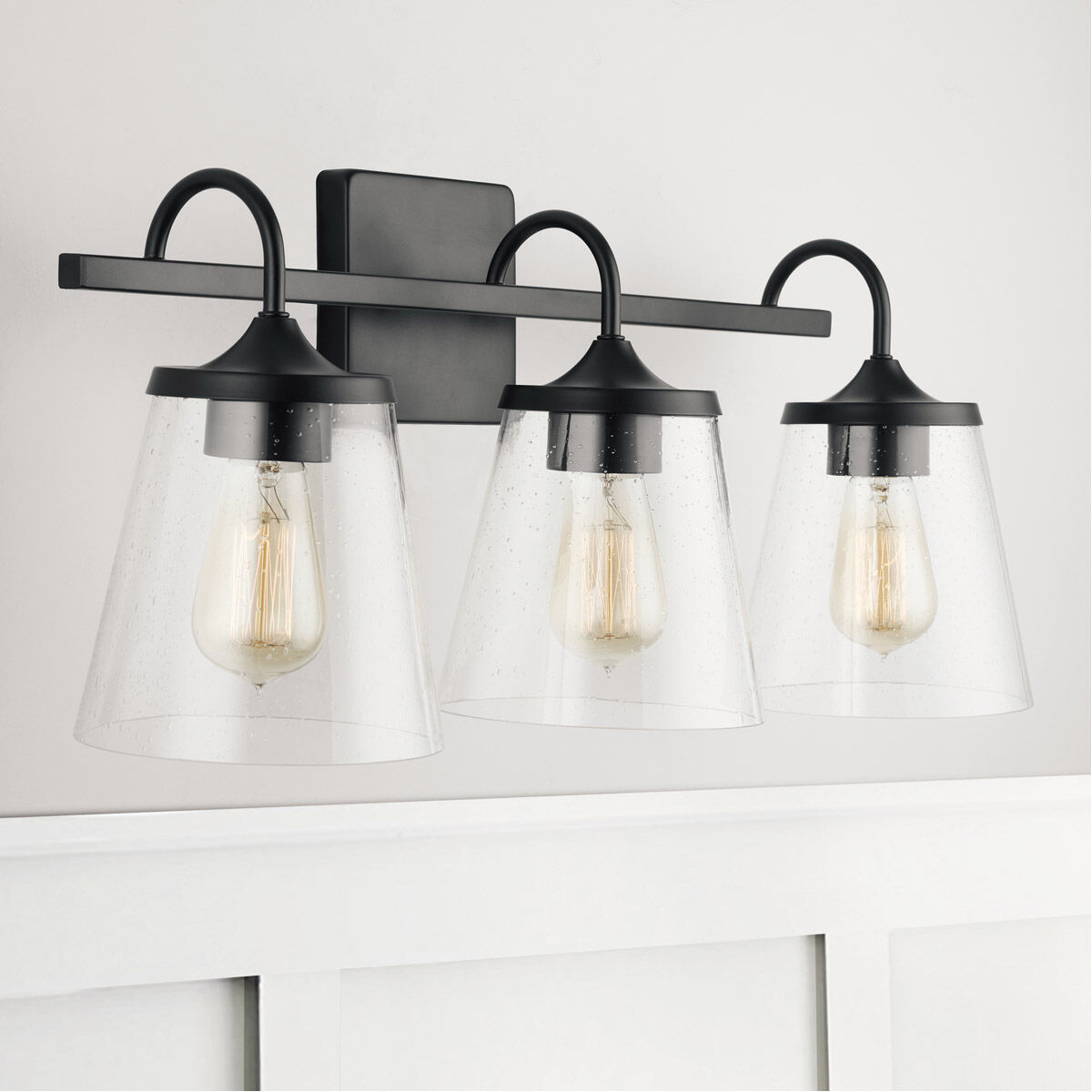 Jayne 3 Light 24.25 inch Matte Black Vanity Light Wall Light