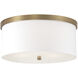 Midtown 3 Light 15.75 inch Aged Brass Flush Mount Ceiling Light in White Fabric Shade