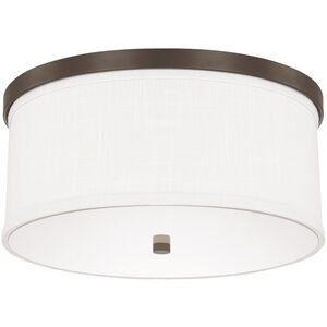Midtown 3 Light 16 inch Burnished Bronze Flush Mount Ceiling Light in White Fabric Shade