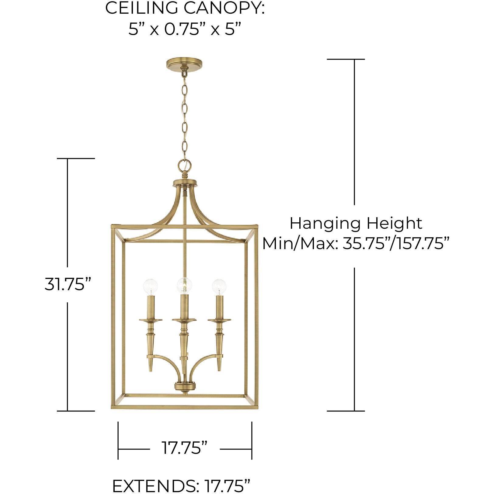 Abbie 4 Light 18 inch Aged Brass Foyer Light Ceiling Light
