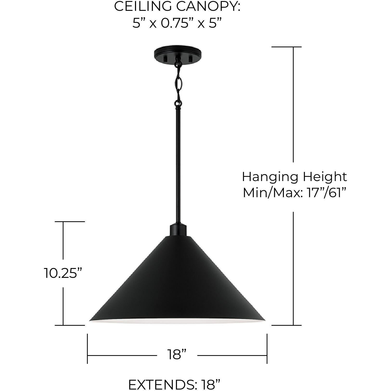 Alden 1 Light 18 inch Matte Black Pendant Ceiling Light