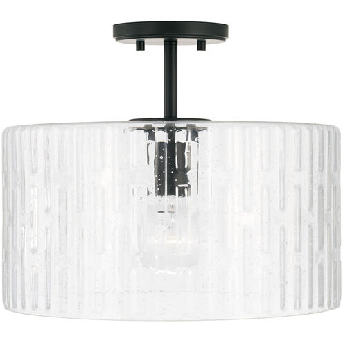 Emerson 1 Light 15 inch Matte Black Semi-Flush Mount Ceiling Light, Convertible Dual Mount
