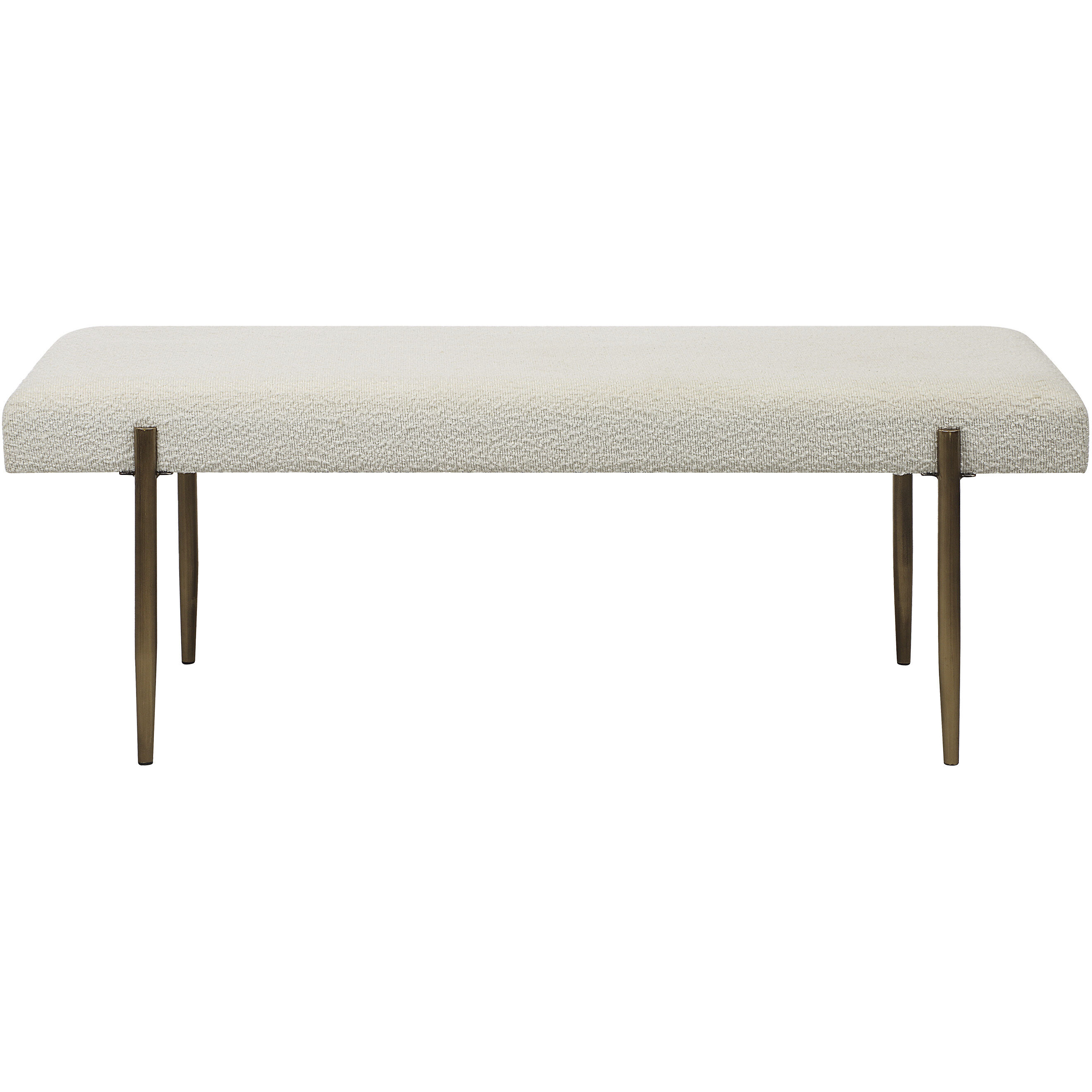 Indus Ivory and Dark Antique Brushed Brass Bench