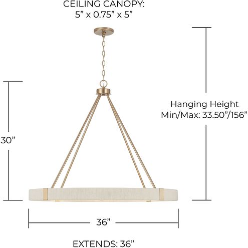 Delaney 8 Light 36 inch Matte Brass Chandelier Ceiling Light