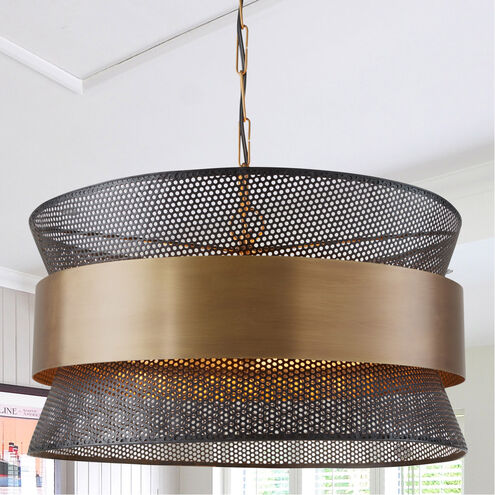 Loren 4 Light 19.75 inch Patinaed Brass and Black Pendant Ceiling Light