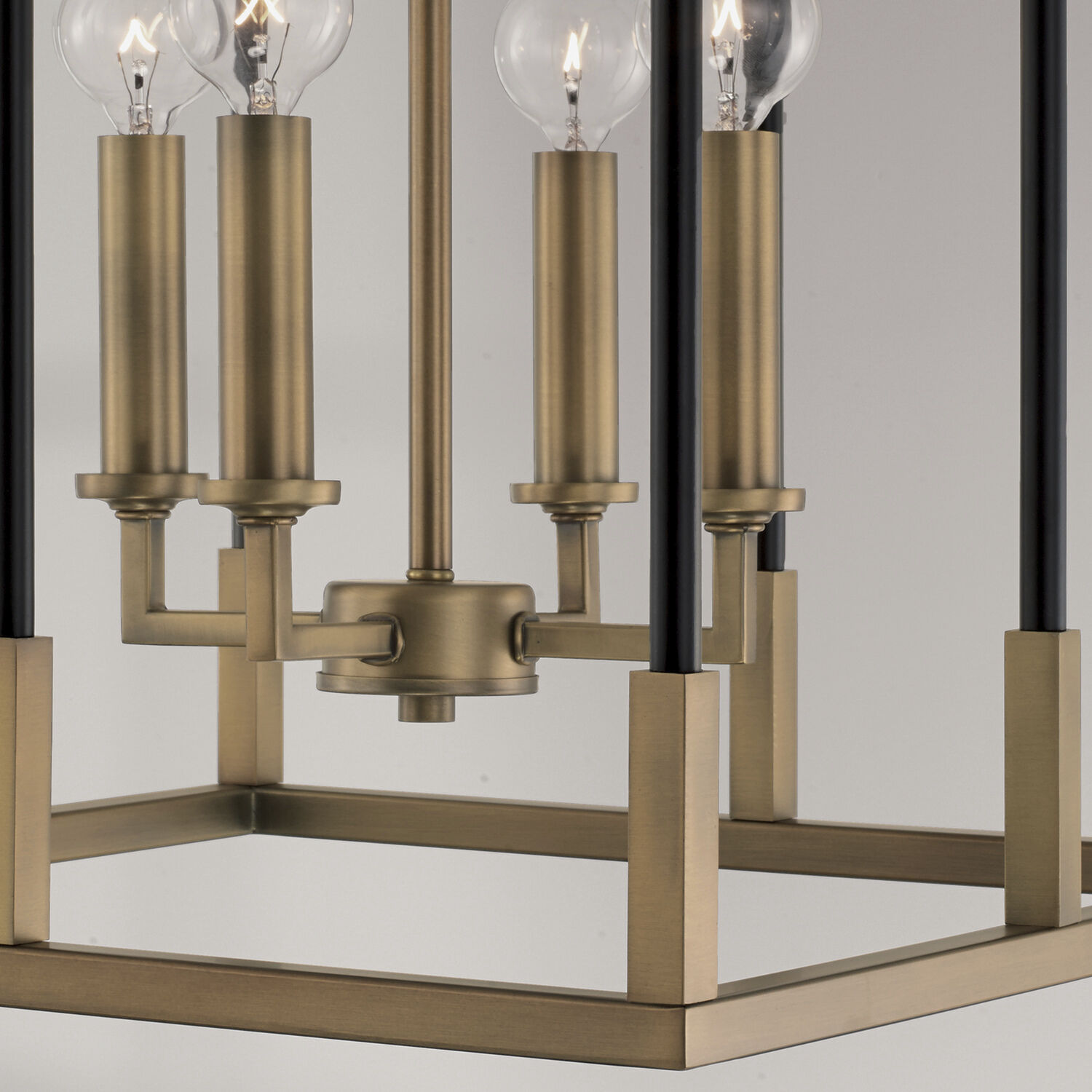 Bleeker 4 Light 16 inch Aged Brass and Black Foyer Ceiling Light