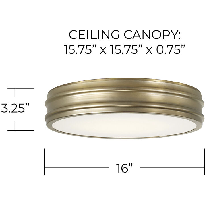Vale LED 16 inch Aged Brass Flush Mount Ceiling Light