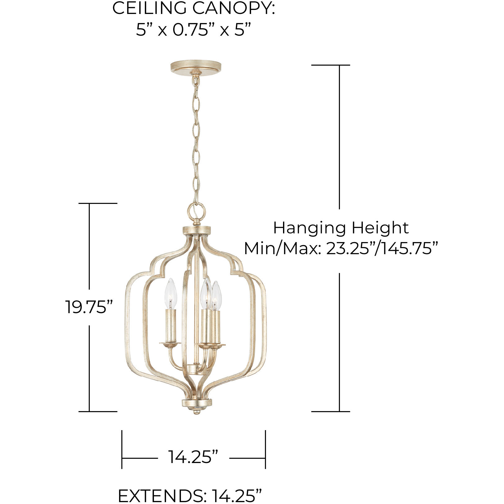 Ophelia 3 Light 14 inch Winter Gold Foyer Ceiling Light