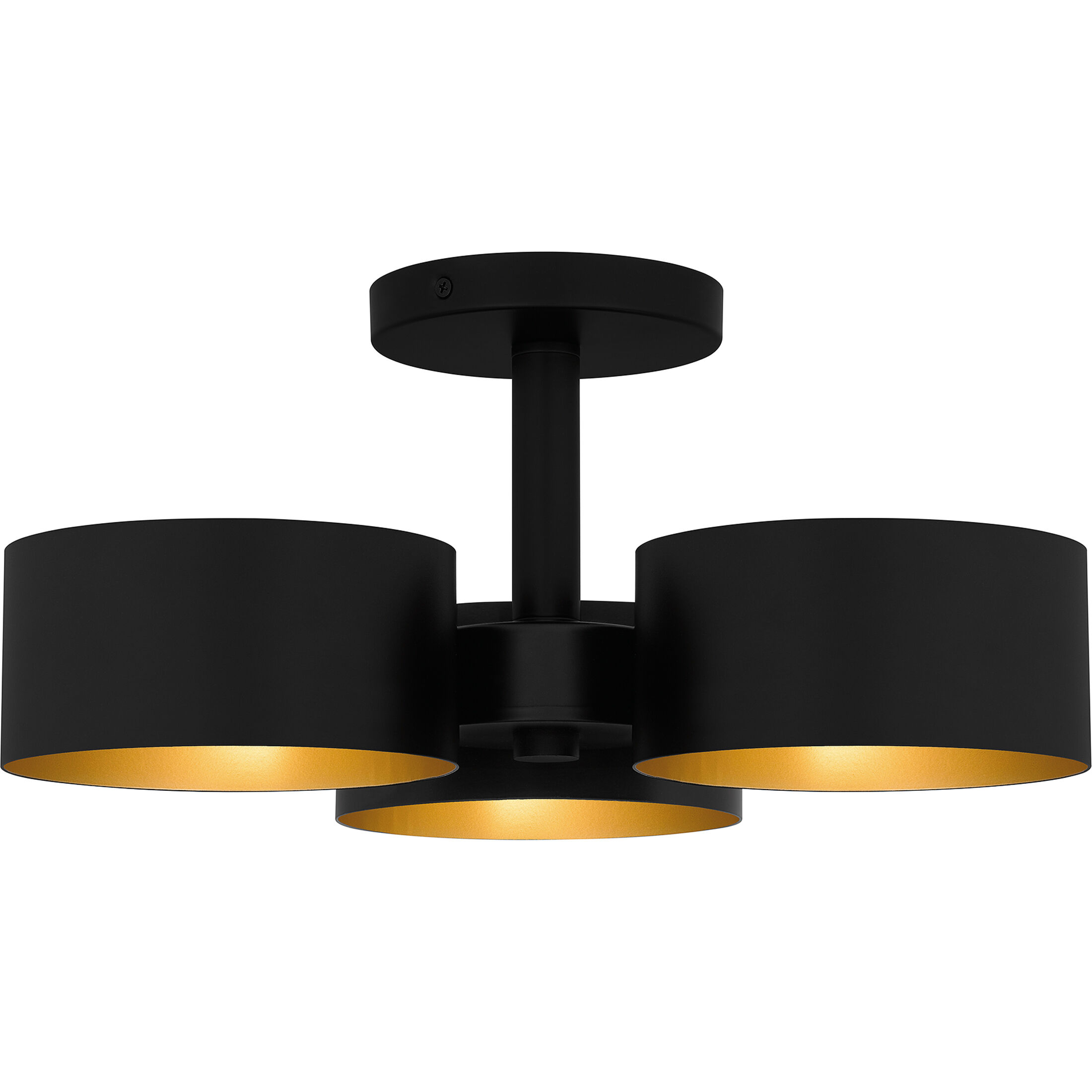 Nala 3 Light 16.25 inch Matte Black Semi-Flush Mount Ceiling Light, Medium
