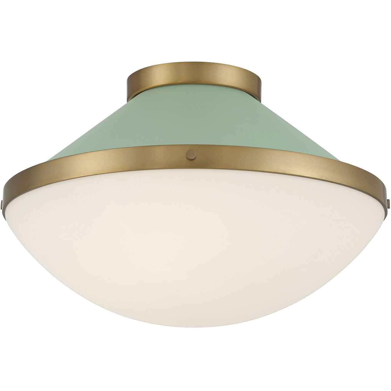 Xander 2 Light 16.25 inch Vibrant Gold Flush Ceiling Light in Vibrant Gold and Green