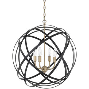 Axis 4 Light 23 inch Aged Brass and Black Pendant Ceiling Light in (None)